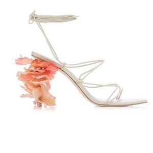 Cult Gaia Effie Flower-Detailed Lace-Up Leather Sandals